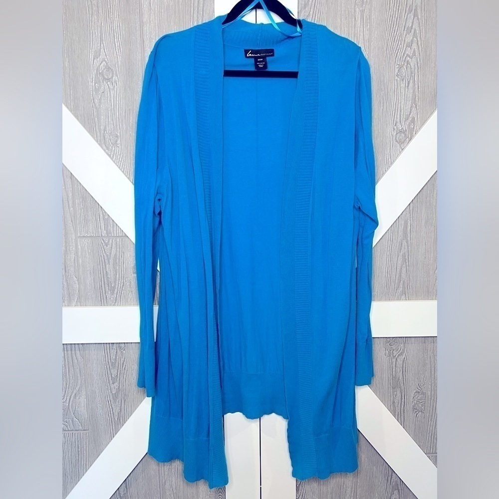 B15.18 Lane Bryant 100% Cotton Open Duster Cardigan Teal 22/24